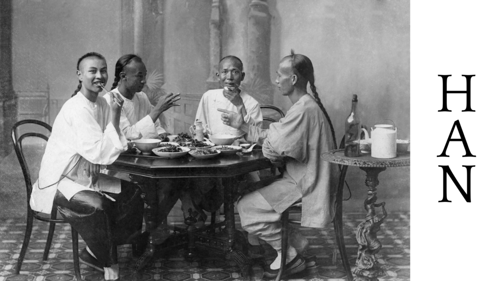 Ethnic Han men eating at a table