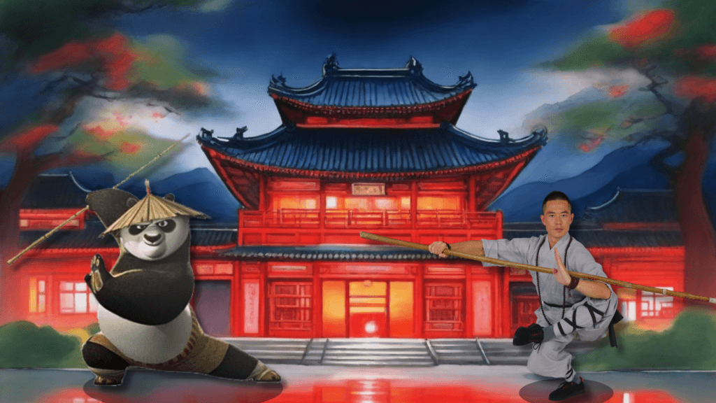 kung fu weapons panda po and monk