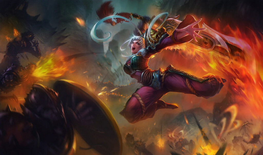 League of Legends Champion Riven with Dragonblade skin