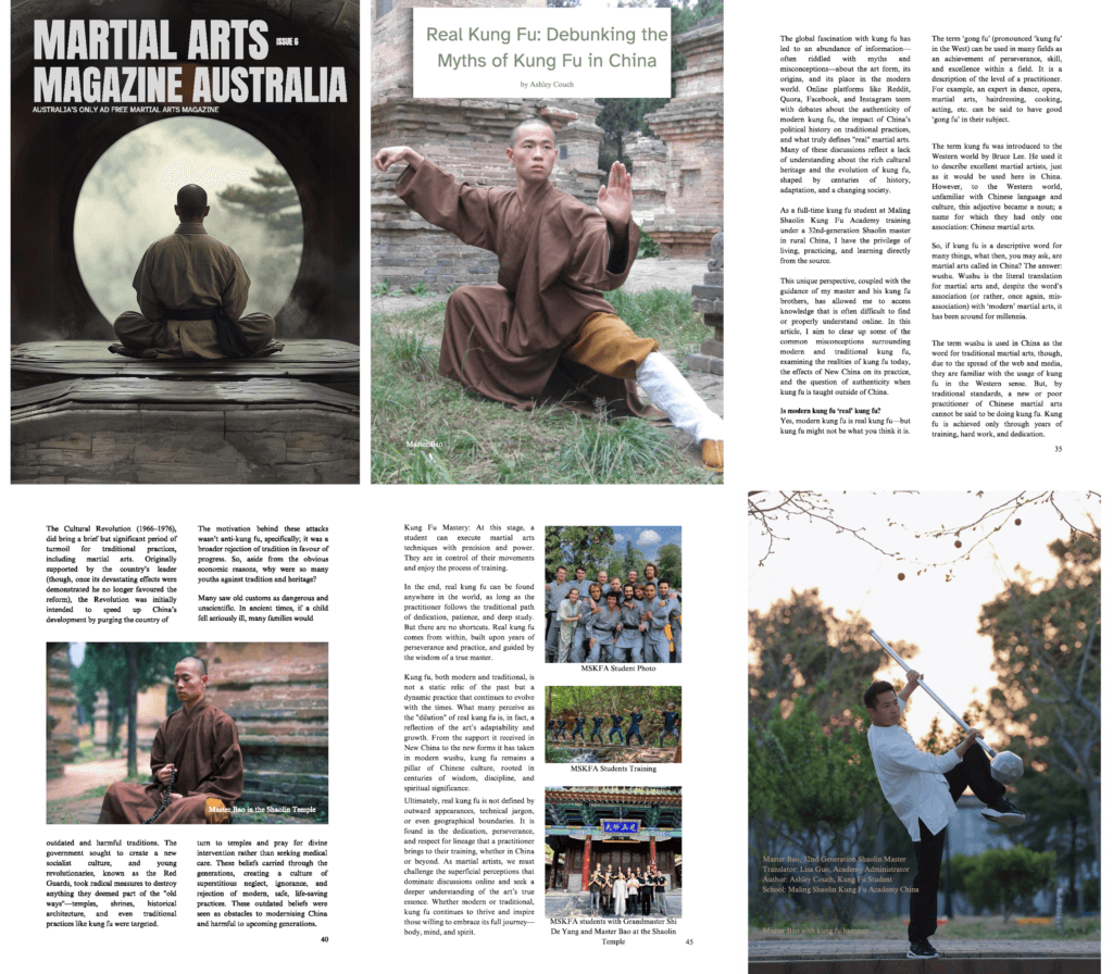 Martial Arts Magazine Australia article excerpt