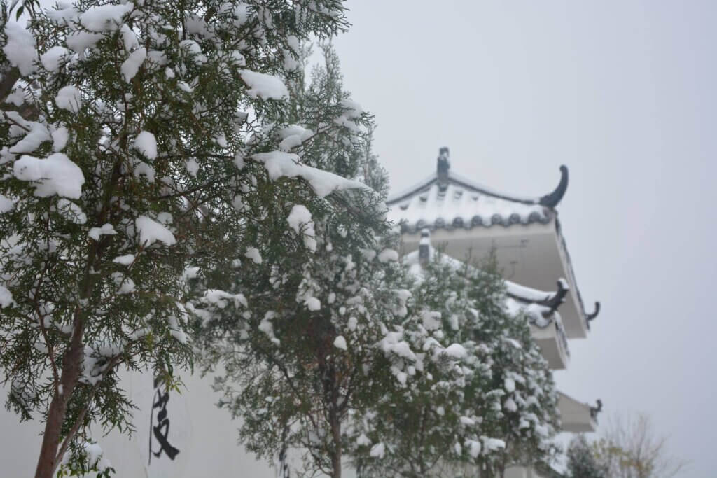 Maling Academy Gate in snow