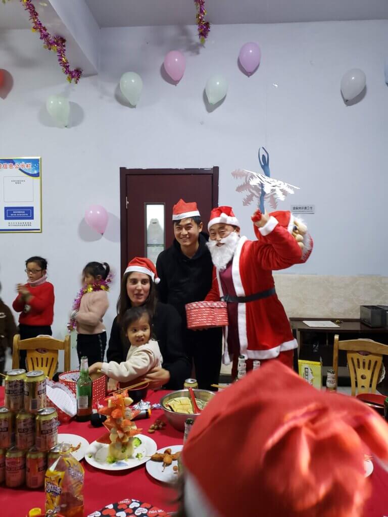 Master Yan and Master Ning at Christmas dinner