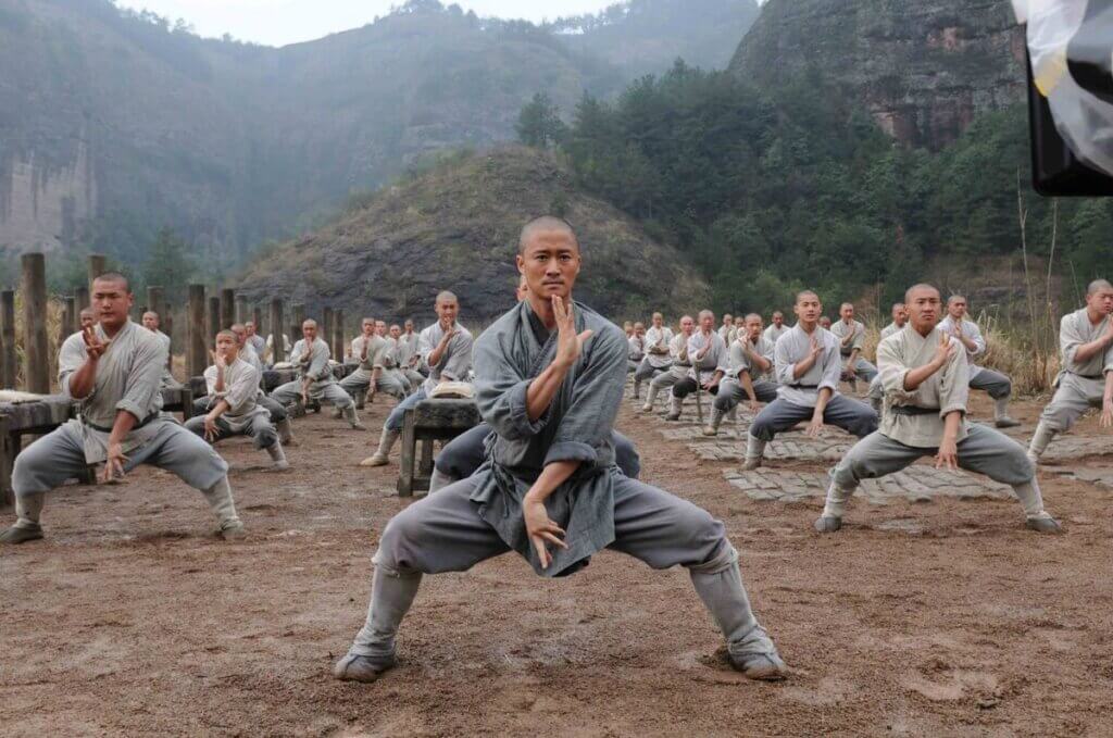 Shaolin monks practicing seven star form