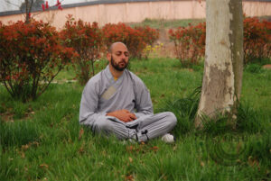 kung fu students Abudy meditating in the temple
