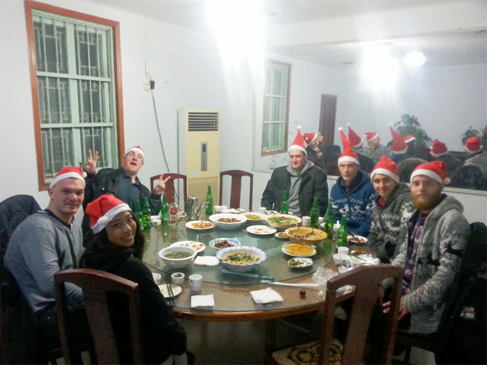 Christmas dinner in a local restaurant