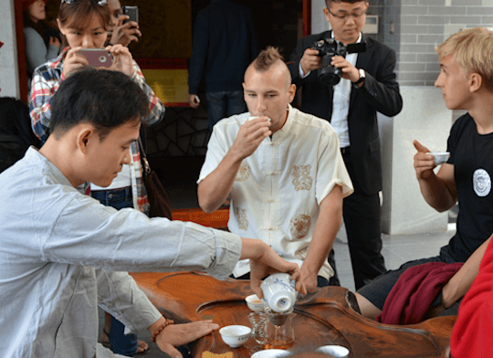 students doing tea ceremony