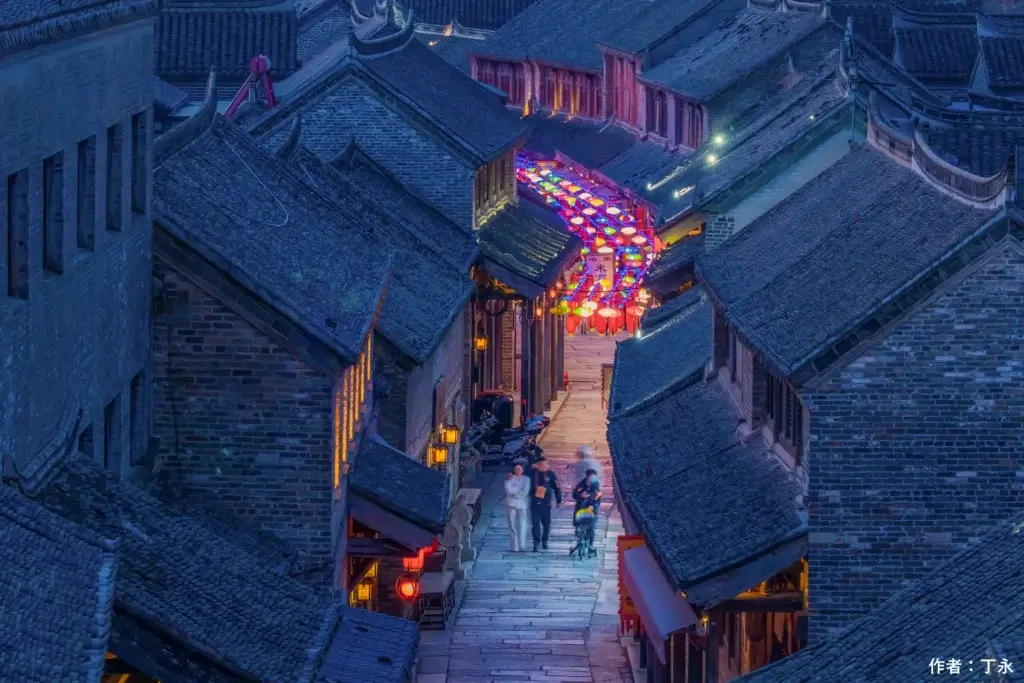 Yaowan aerial view night street